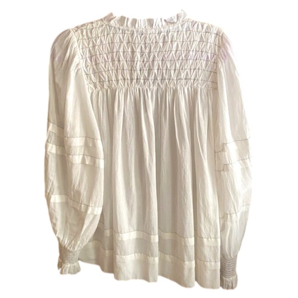 Anthropologie Long-Sleeve Airy frilly Babydoll Peasant Pirate Tunic Blouse top - Picture 12 of 16